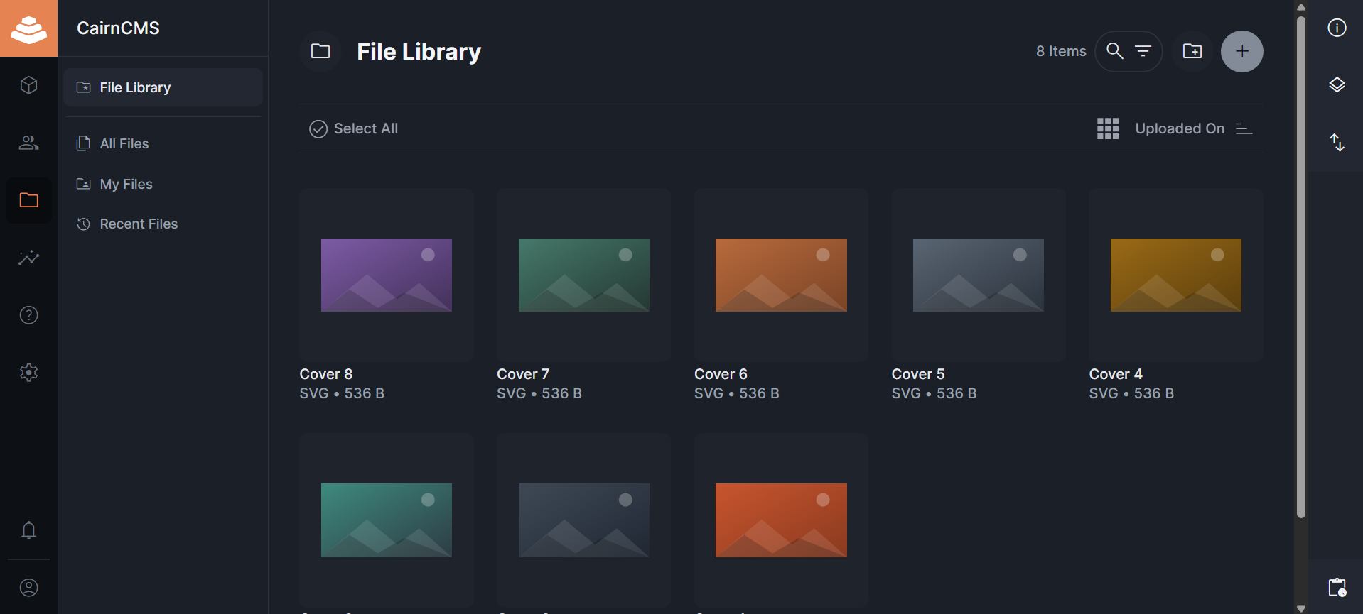 CairnCMS file library with image grid